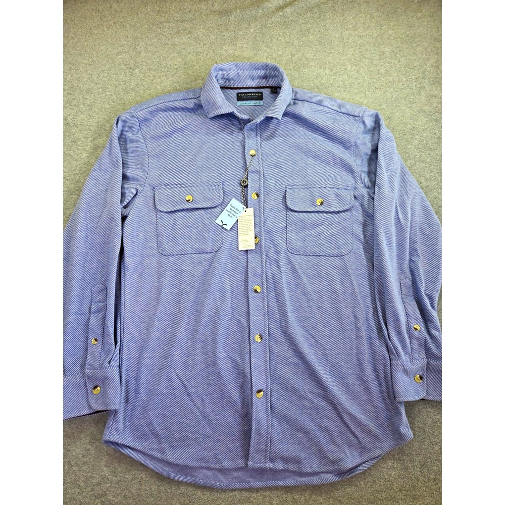 Tailorbyrd Casual Outdoors Men's Blue Striped Twill Stretch NWT Coastal Preppy M